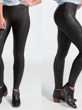 SPANX Black Faux Leather High-Waist Leggings